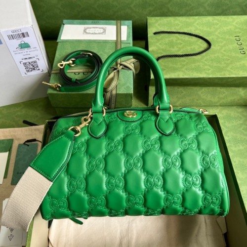 Gucci GG Matelasse bolso de cuero con asa superior 702242 Verde brillante