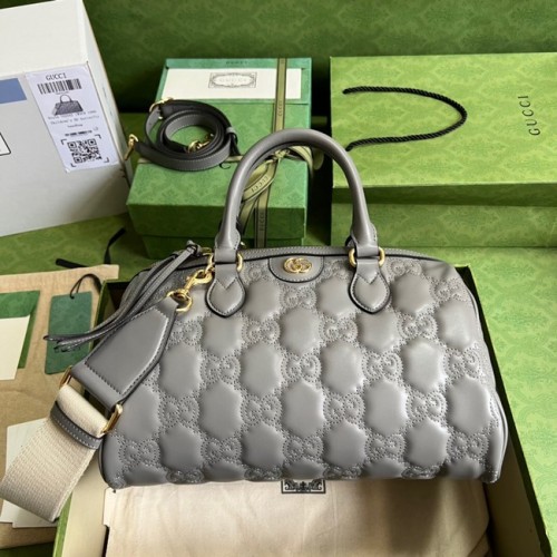 Gucci GG Matelasse bolso de cuero con asa superior 702242 Gris polvoriento