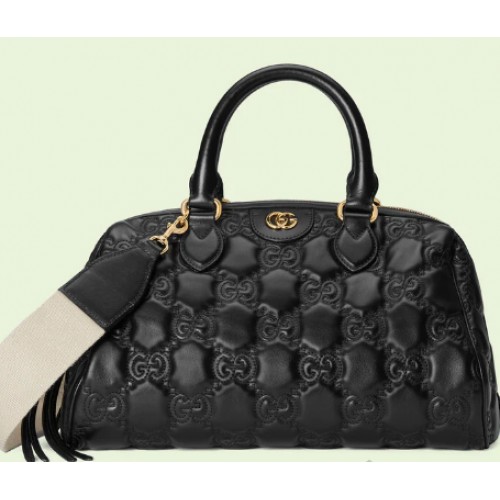 Gucci GG Matelasse bolso de cuero con asa superior 702242 negro