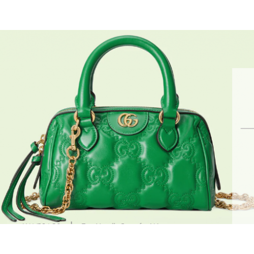 Gucci GG Matelasse bolso de cuero con asa superior 702251 Verde brillante