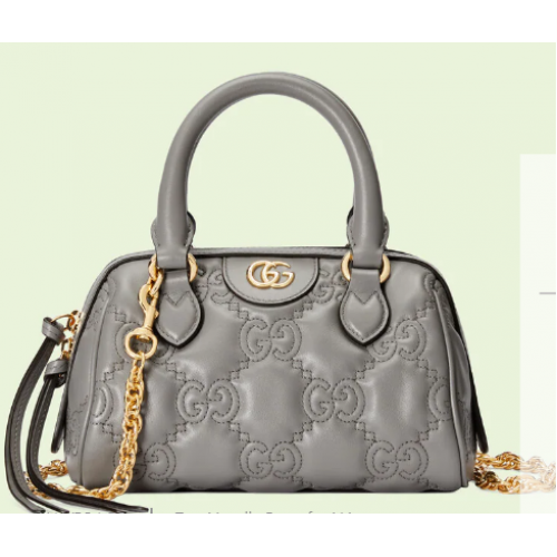 Gucci GG Matelasse bolso de cuero con asa superior 702251 Gris polvoriento