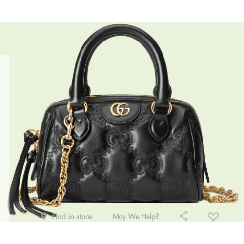 Gucci GG Matelasse bolso de cuero con asa superior 702251 negro