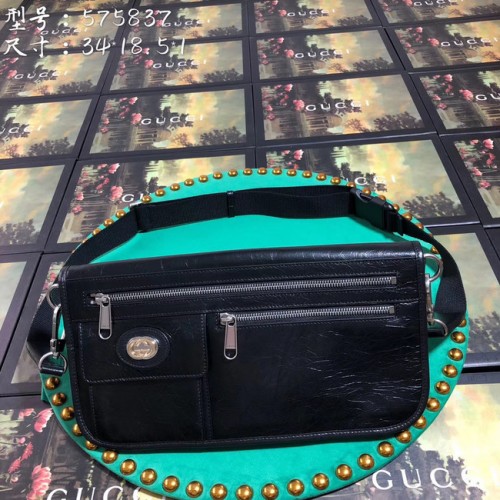 Gucci GG Bolso de mensajero de cuero original 575837 negro