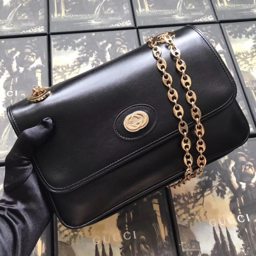 Gucci GG Bolso de hombro de cuero original 576421 Negro