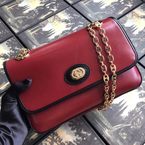 Gucci GG Bolso de hombro de cuero original 576421 Rojo