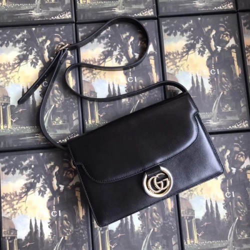 Gucci GG Bolso de hombro de cuero original 589474 Negro