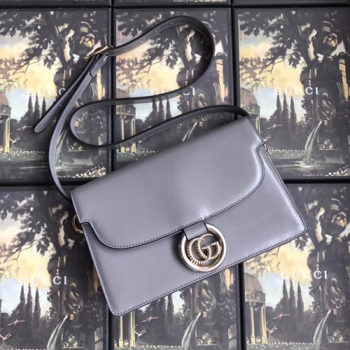 Gucci GG Bolso de hombro de cuero original 589474 Gris
