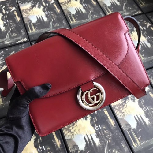 Gucci GG Bolso de hombro de cuero original 589474 Rojo
