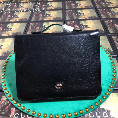 Bolso tote de cuero GG Original de Gucci 575829 negro