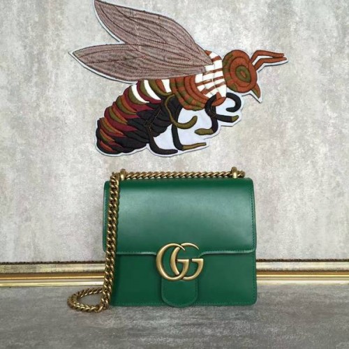 Gucci GG Original Marmont Bolso de hombro de cuero 431384A Verde