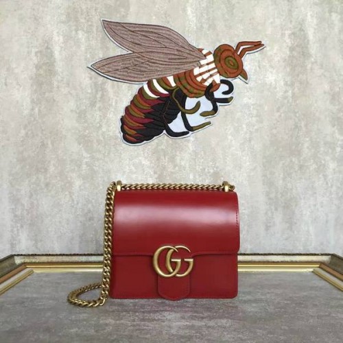 Gucci GG Original Marmont Bolso de hombro de cuero 431384A Rojo