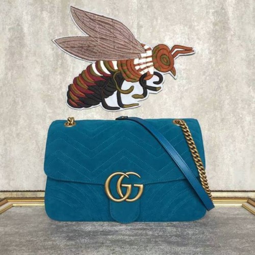 Gucci GG Bolso de hombro de cuero de ante 443496 Azul
