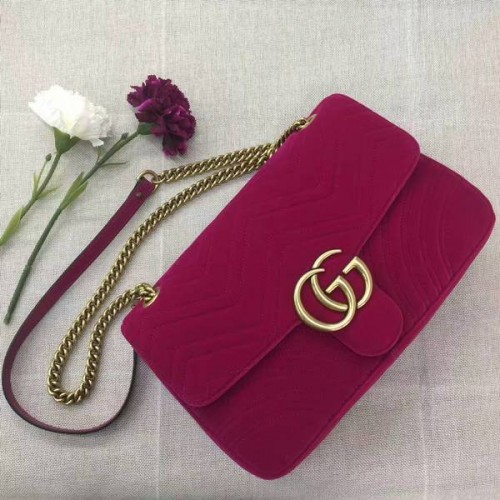 Gucci GG Bolso de hombro de cuero de ante 443496 Vino