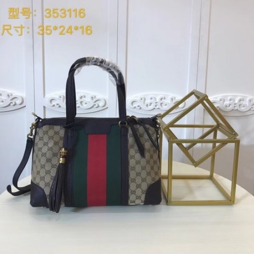 Bolso tote de lona Gucci GG Supreme 353116 Café