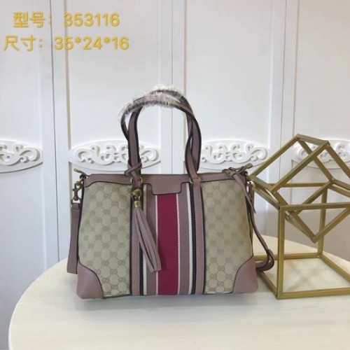 Bolso tote de lona Gucci GG Supreme 353116 Rosa