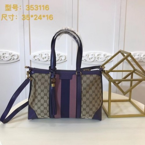 Bolso tote de lona Gucci GG Supreme 353116 Púrpura