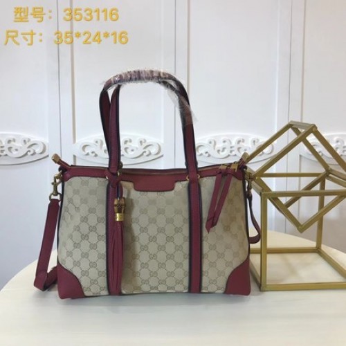 Bolso tote de lona Gucci GG Supreme 353116 Rojo