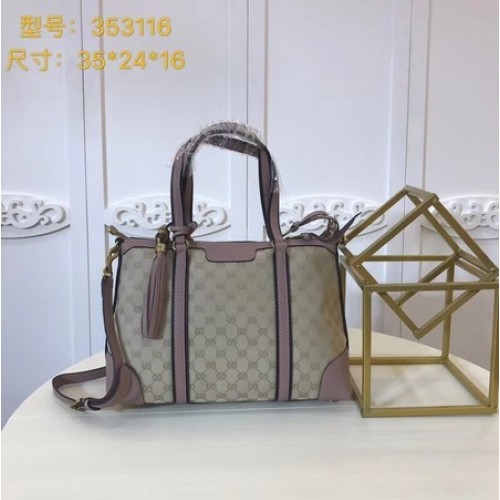 Bolso tote de lona Gucci GG Supreme 353116 Rosa