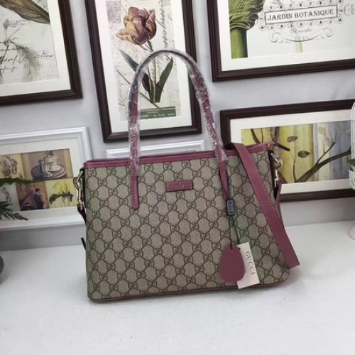 Bolso tote de lona Gucci GG Supreme 353440 Rosa