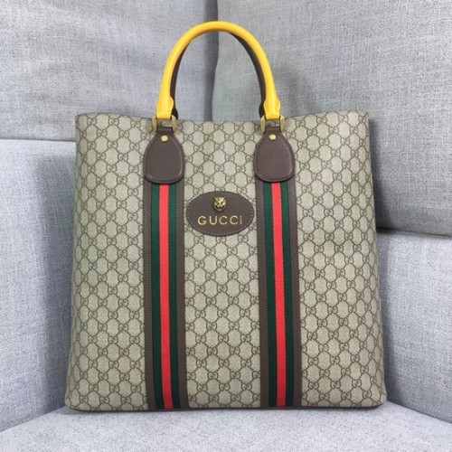 Bolso tote Gucci GG Supreme Canvas 473870 Amarillo y marrón