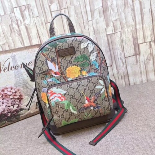 Mochila Gucci GG Supreme Flor y pájaro 427042-1 Marrón