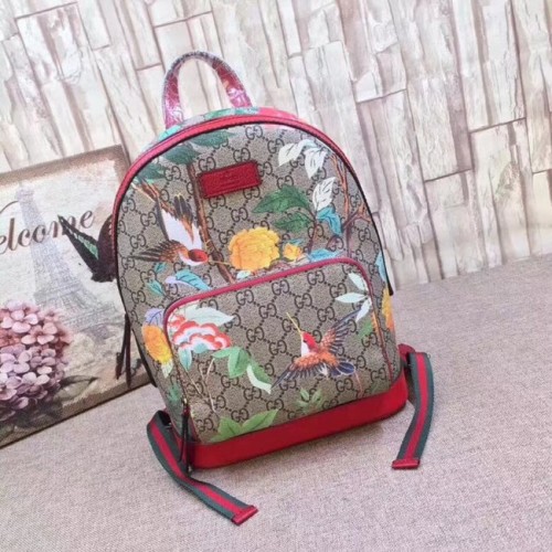 Gucci GG Supreme mochila Flor y pájaro 427042 rojo