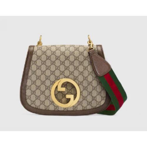 Gucci GG Supreme lienzo Blondie bolso de hombro mediano 699210 Marrón