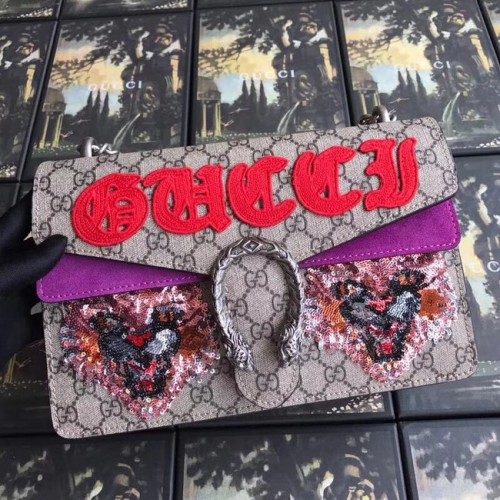 Gucci GG Supreme canvas Dionysus bolso de hombro pequeño 400249 púrpura