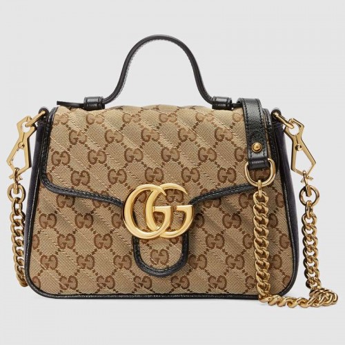 Minibolso con asa superior de lona GG Supreme de Gucci 583571 negro