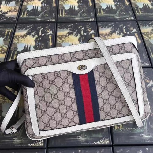 Gucci GG Supreme bolso de hombro mediano 523354 blanco