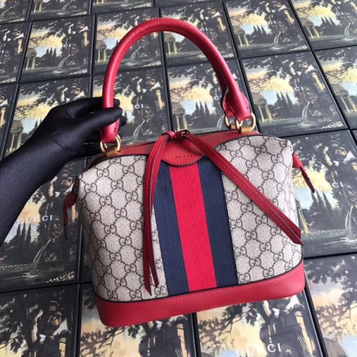 Bolso tote de lona Gucci GG de primera calidad 523433 rojo