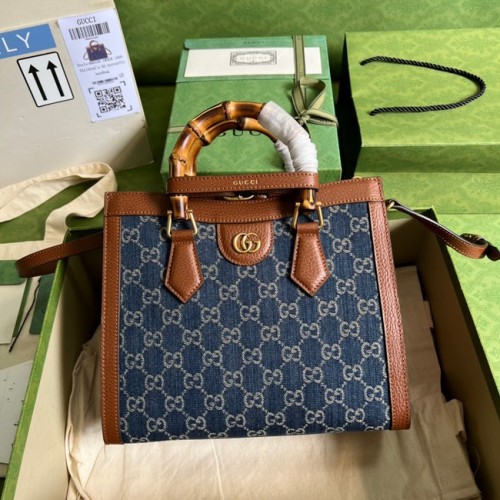 Gucci GG denim jacquard Diana mini bolso tote 655661 Azul
