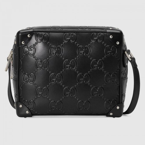 Gucci bolso de hombro con GG en relieve 626363 Negro