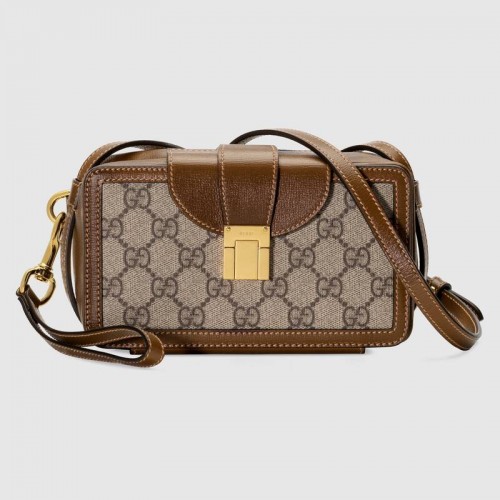 Minibolso Gucci GG con cierre de corchete 614368 marrón