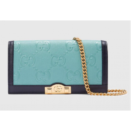 Cartera Gucci GG con cadena 676155 Azul claro