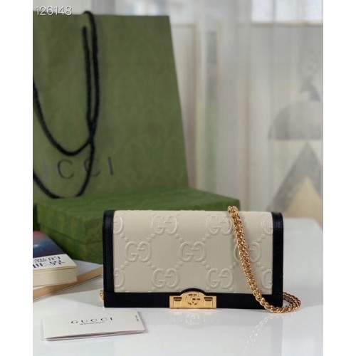 Cartera Gucci GG con cadena 676155 blanco