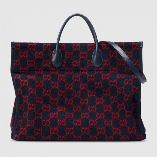 Bolso shopping de lana Gucci GG 598169 Azul y rojo