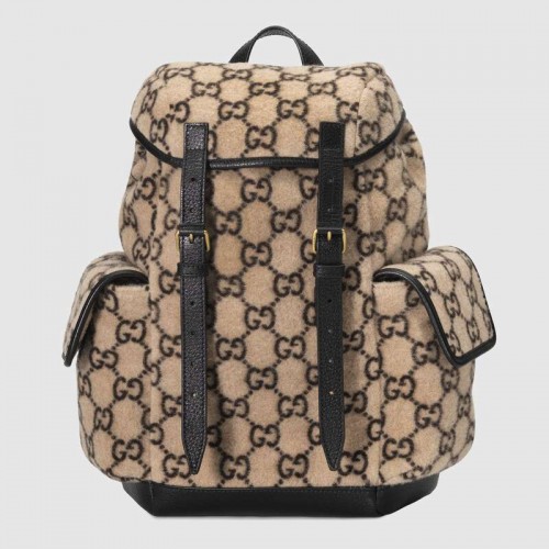 Gucci Mochila pequeña de lana GG 598184 Espalda de malla negra