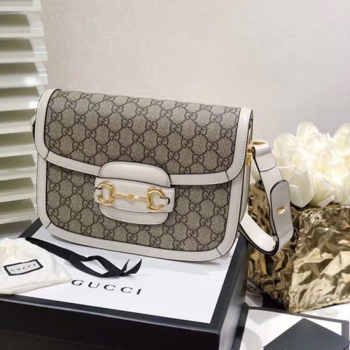 Gucci Horsebit 1955 GG Supreme Bolsa 602204 Blanco