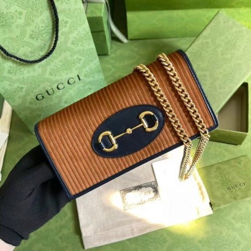 Gucci Horsebit 1955 cartera con cadena 621892 marrón