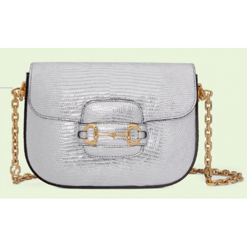 Gucci Horsebit 1955 minibolso de lagarto 675801 Plata