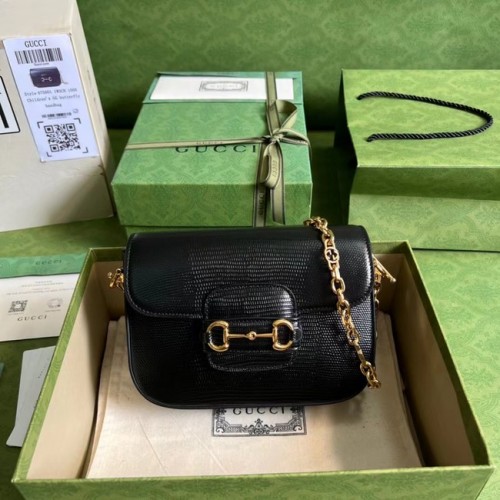Gucci Horsebit 1955 minibolso de lagarto 675801 negro
