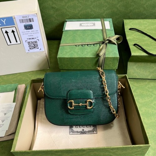 Gucci Horsebit 1955 minibolso de lagarto 675801 verde
