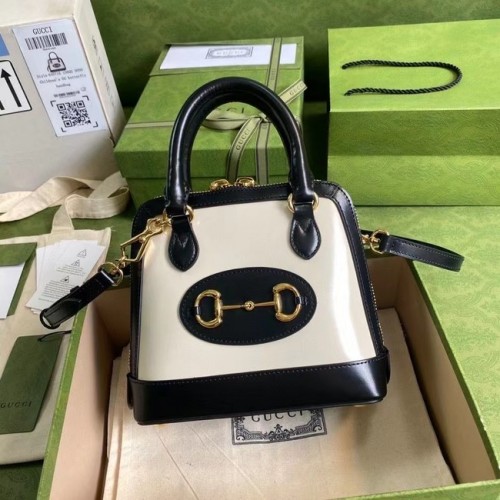 Gucci Horsebit 1955 mini bolso con asa superior 640716 negro y blanco