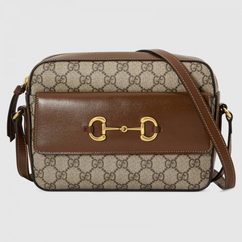 Gucci Horsebit 1955 pequeño bolso de hombro de lona GG Supreme 645454 marrón