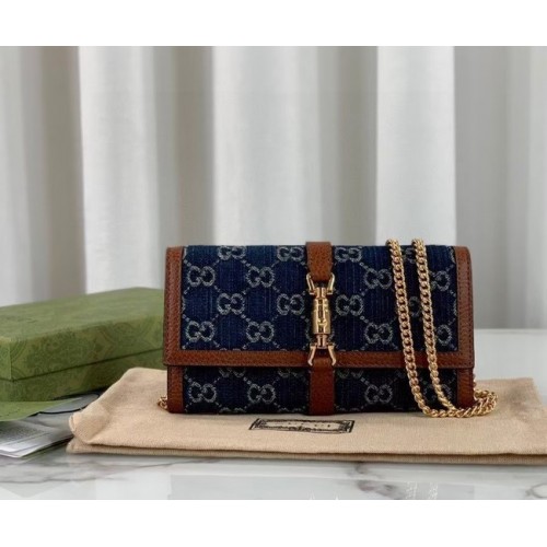 Gucci Jackie 1961 billetera cadena denim 652681 azul