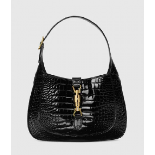 Gucci Jackie 1961 bolso de hombro pequeño de cocodrilo 636709 negro
