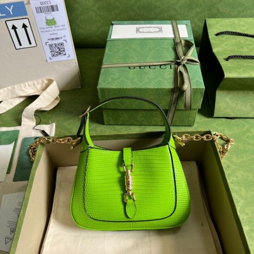 Gucci Jackie 1961 minibolso de lagarto 675799 Verde fluorescente