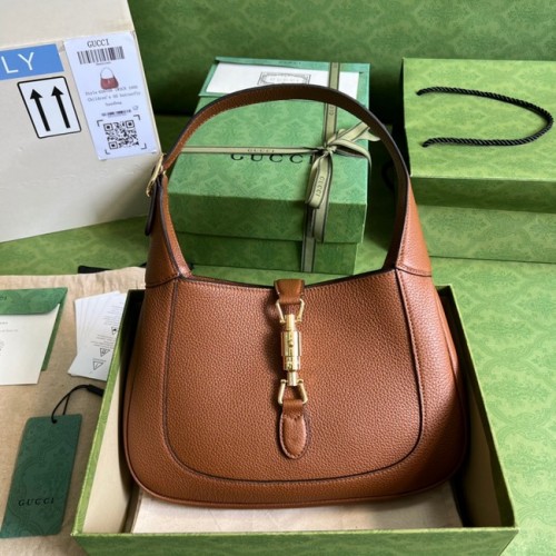 Gucci Jackie 1961 mini bolso hobo de cuero de grano natural 637091 marrón
