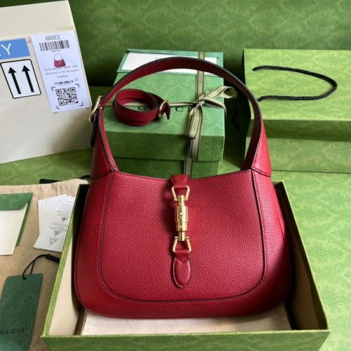 Gucci Jackie 1961 mini bolso hobo de cuero de grano natural 637091 rojo